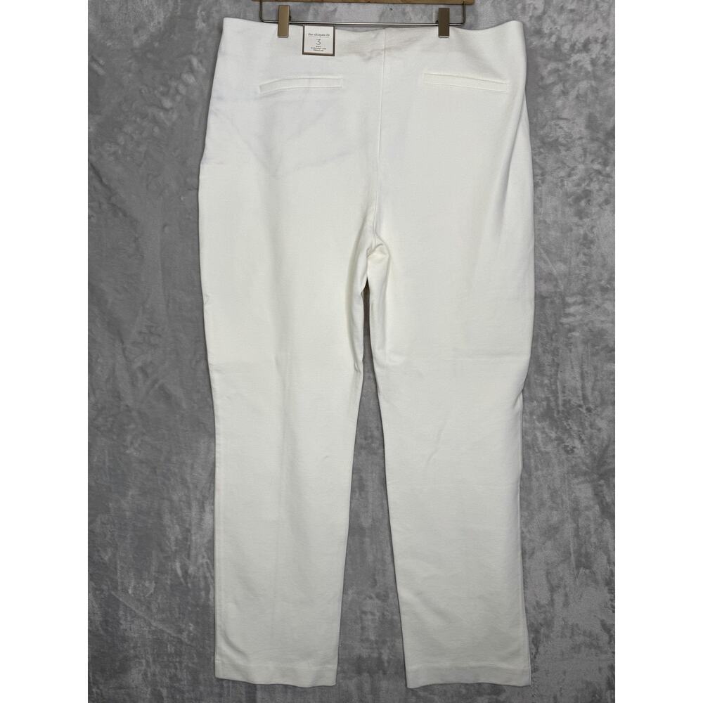 Chicos Pants Women XL White Knit Lindy Side Zip Straight Leg Slim Stretch Ponte - Picture 2 of 15